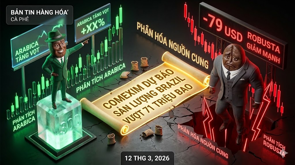 Comexim dự báo sản lượng Brazil vượt 71 triệu bao: Arabica tăng vọt, Robusta sụt giảm